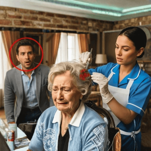 La madre del millonario estaba sufriendo hasta que una señora de la limpieza le sacó algo de la cabeza.